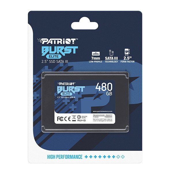 Dysk SSD Patriot Burst Elite 480GB PBE480GS25SSDR widok opakowania od przodu