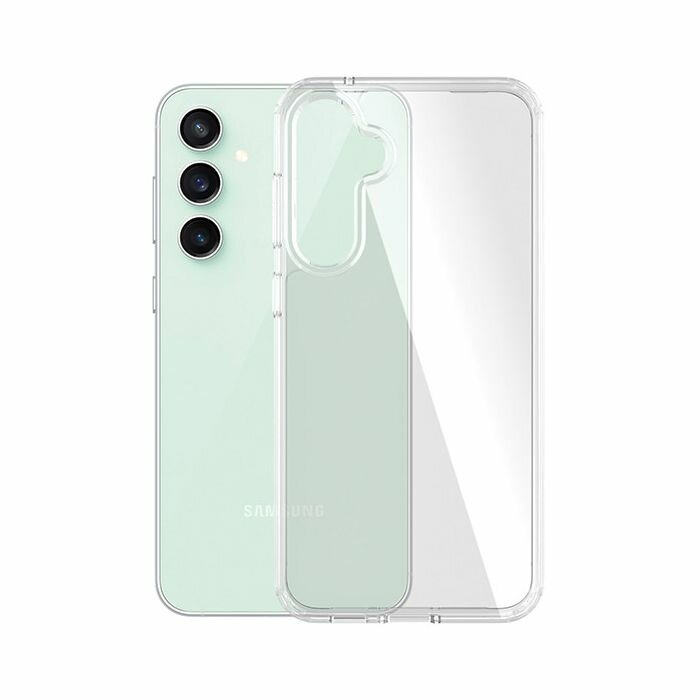 Etui PanzerGlass HardCase Samsung Galaxy S23 FE przezroczyste widok na etui i telefon