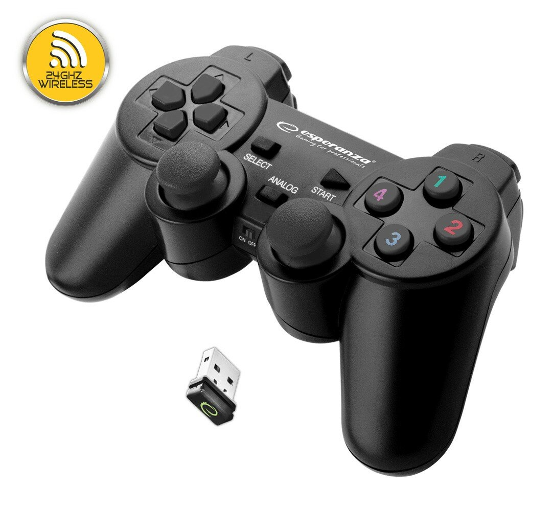 Bezprzewodowy GamePad USB Esperanza Gladiator EGG108K widoczny frontem 