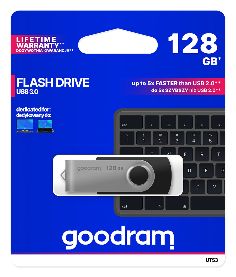 Pendrive Goodram 128GB UTS3 3.0 UTS3-1280K0R11 czarny w opakowaniu