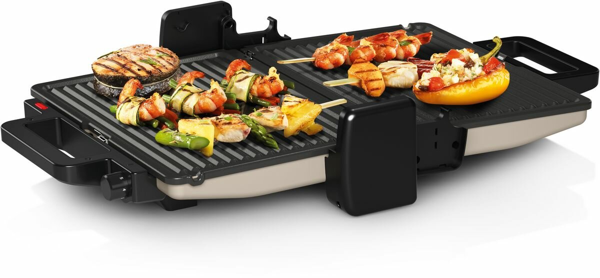 Grill elektryczny Bosch TCG3302 2000W widok na otwarty grill