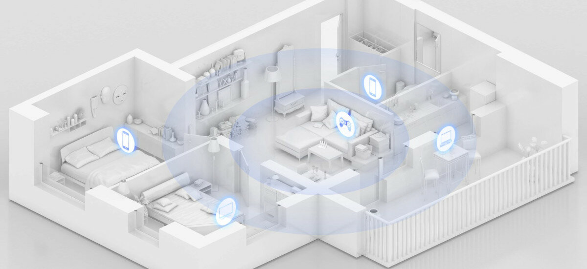 Router HUAWEI AX3 dual-core sygnał w pomieszczeniu