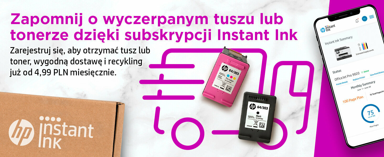 Urządzenie Wielofunkcyjne HP DeskJet 2710 5AR83B baner rejestrujący do programu Instant Ink