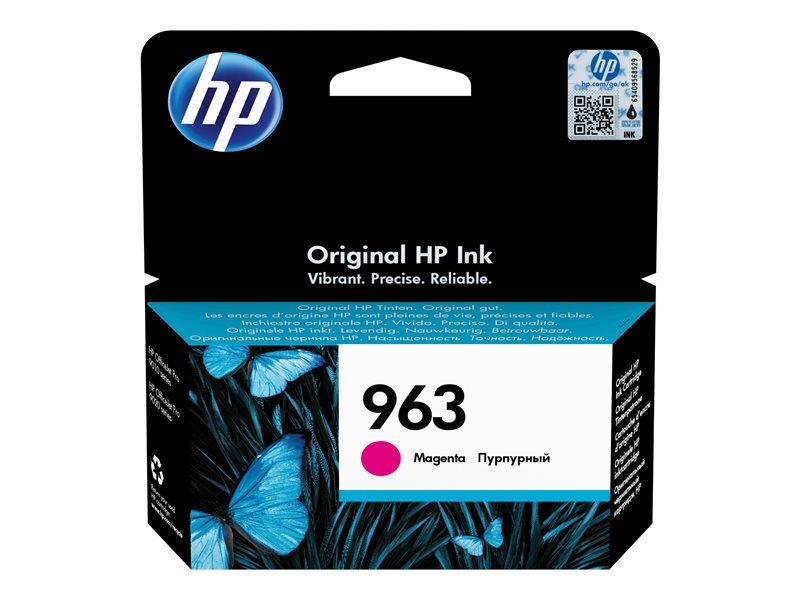 HP Tusz 963 3JA24AE Magenta Original Ink Cartridge widok od przodu na opakowanie