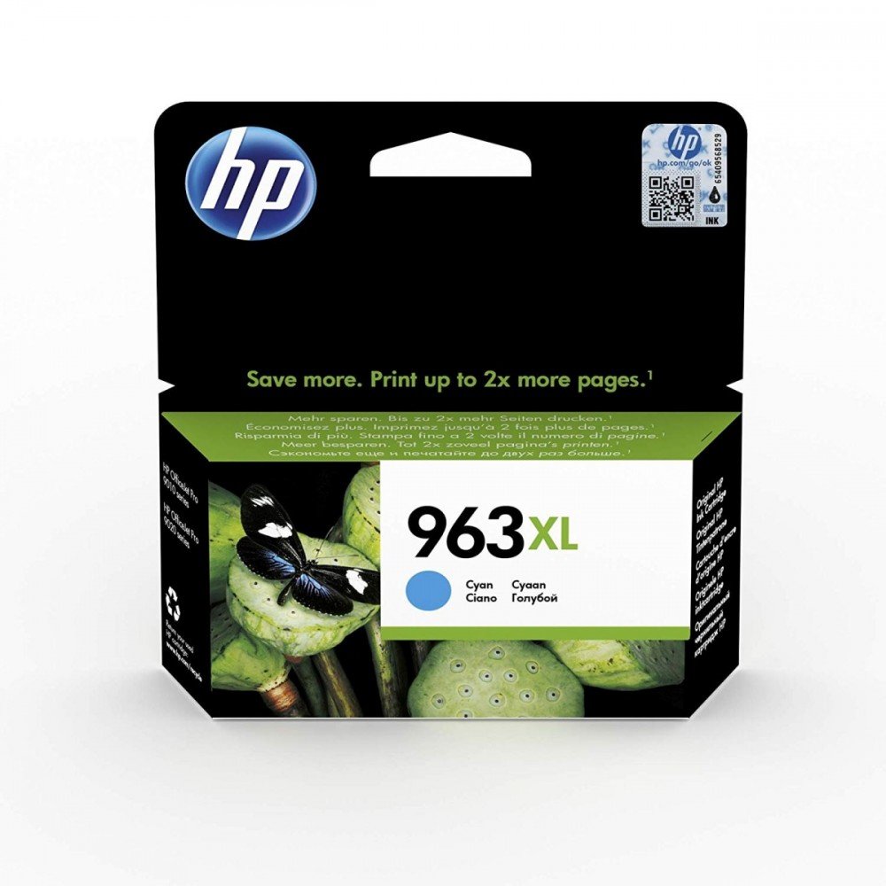 HP Tusz 963XL High Yield Cyan 3JA27AE Org Ink Crtg widok opakowania od przodu