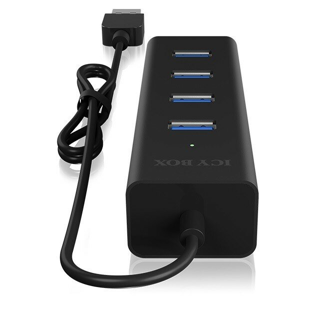 HUB USB 3.0 IcyBox IB-HUB1409-U3 4 portowy zamontowany kabel