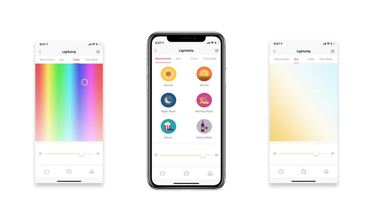 Inteligentna taśma LED Yeelight Lightstrip 1S podgląd aplikacji do sterowania 