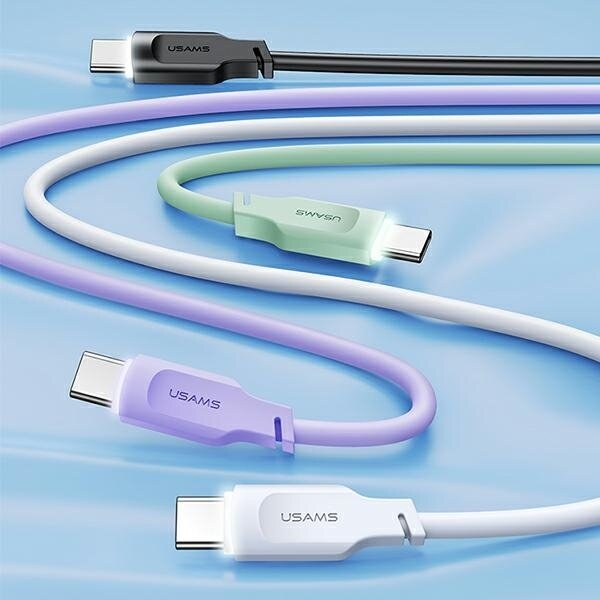 Kabel USB-C Usams SJ567USB01 czarny widok pod skosem na kilka wariantów kolorystycznych