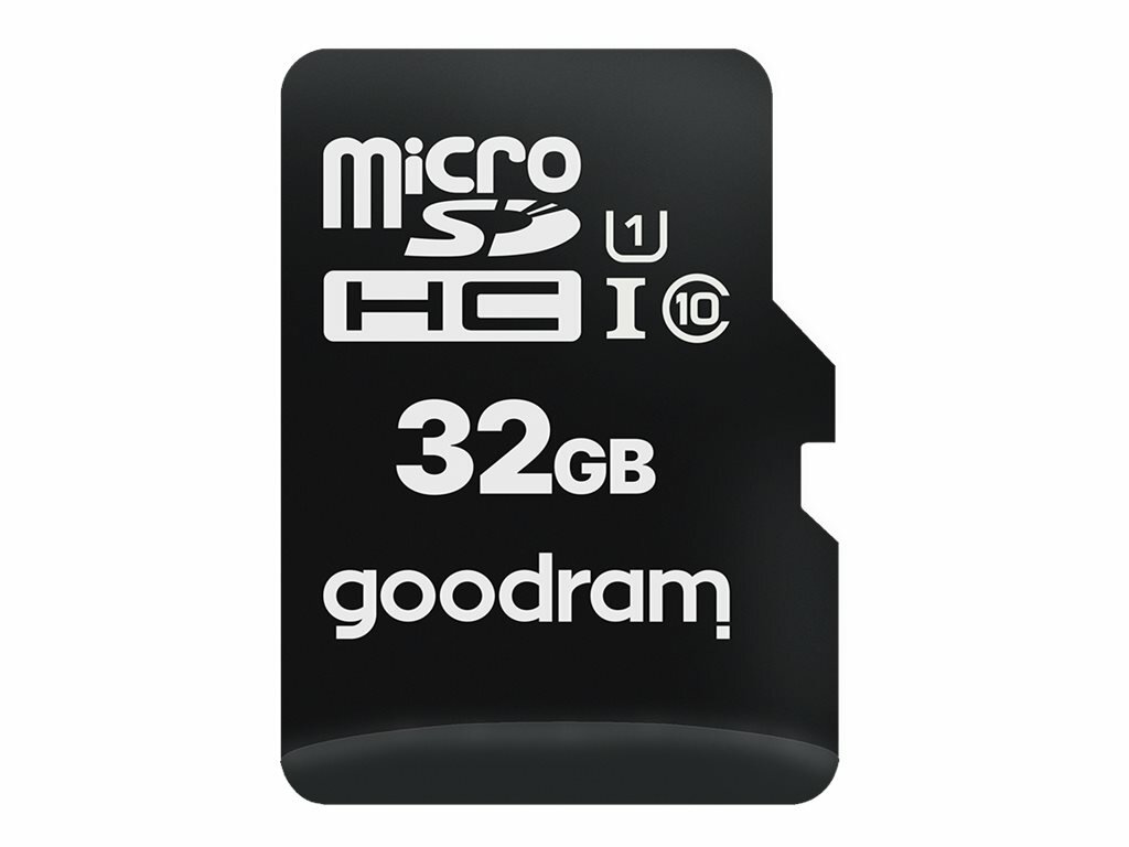 Karta pamięci GOODRAM 32GB microSDHC 100MB/s C10 UHS-I U10 M1AA-0320R12 widok karty od przodu