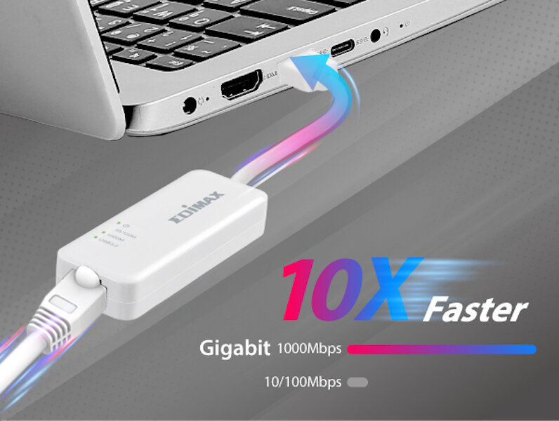 Karta sieciowa Edimax EU-4306 USB podłączona do laptopa