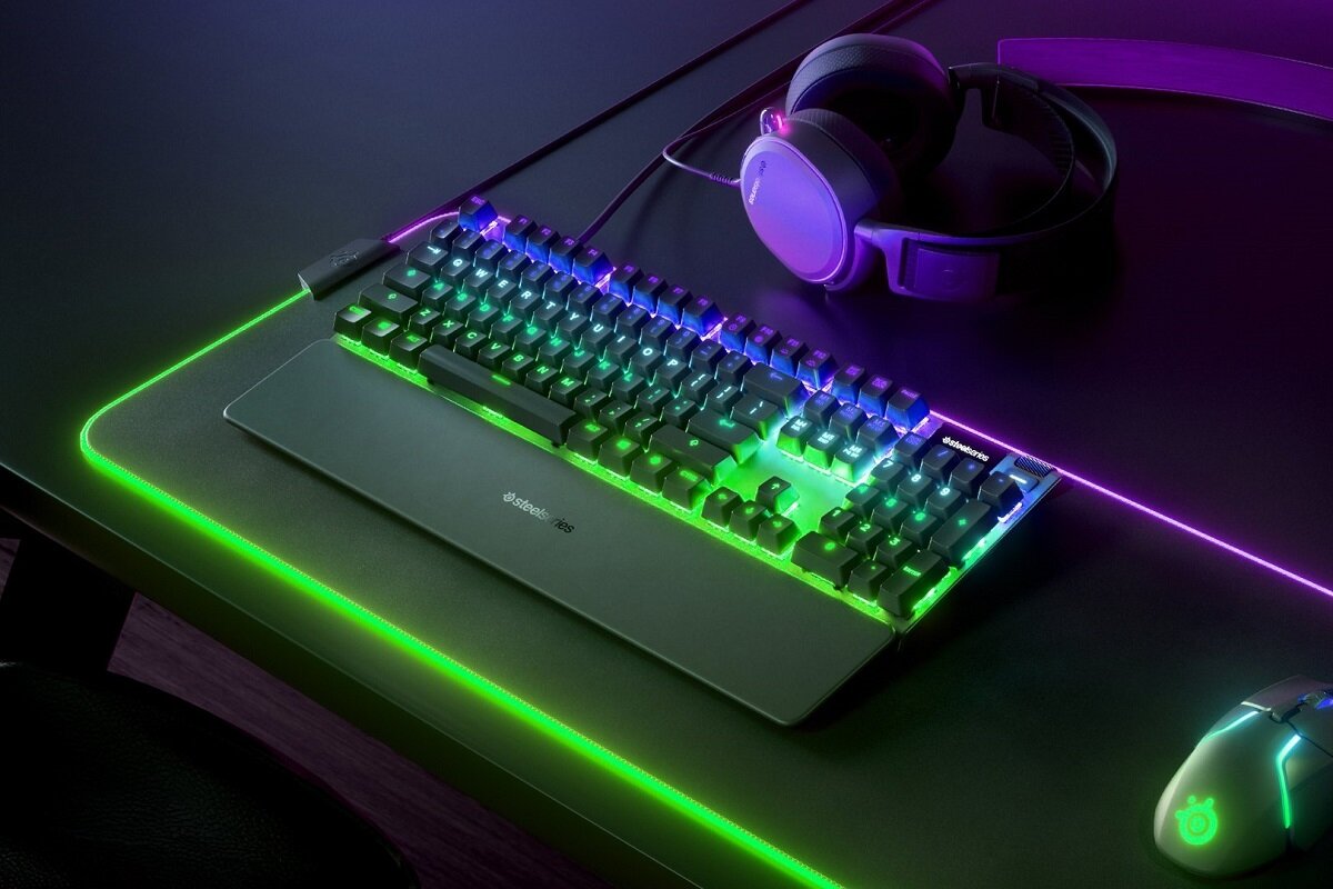 Klawiatura SteelSeries Apex 7 Switch US OLED klawisze regulacji multimediów