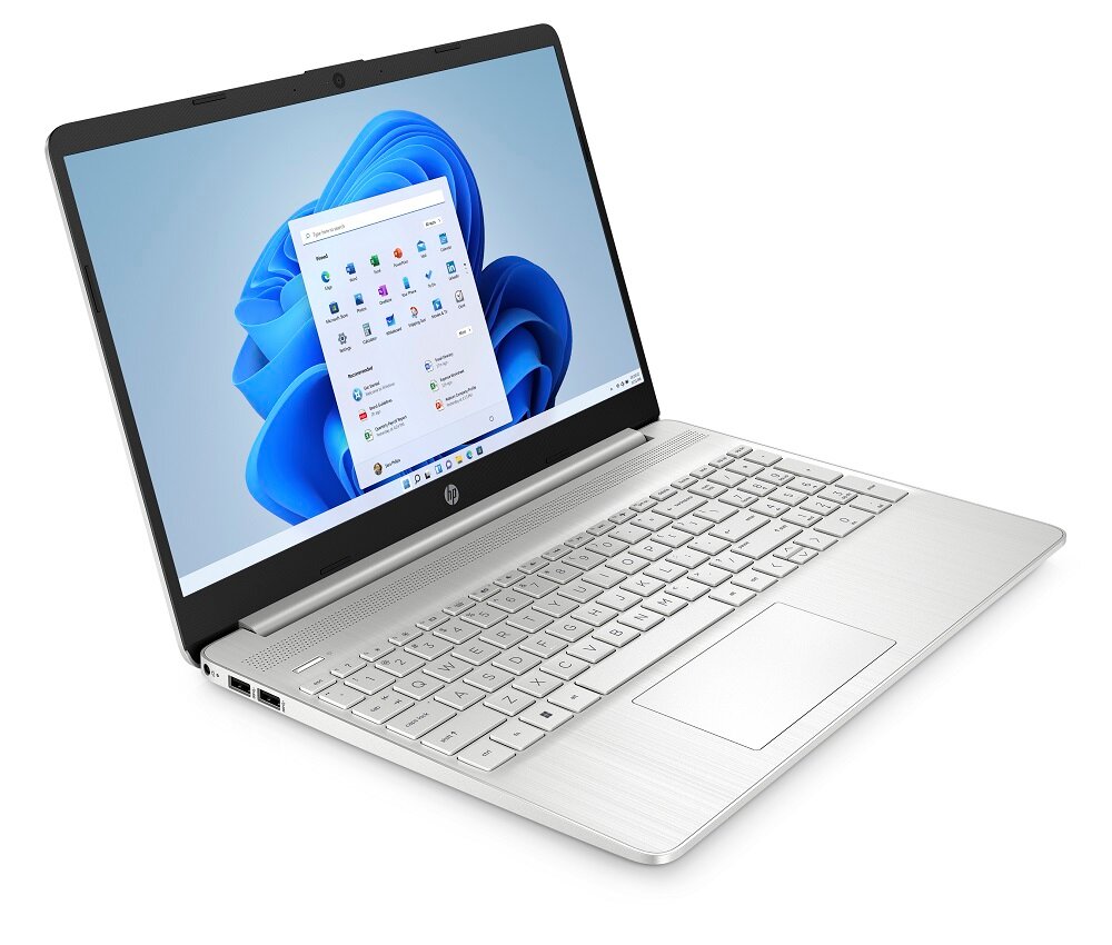 Laptop HP 15s-eq2134nw srebrny 15,6 widok pod skosem od przodu