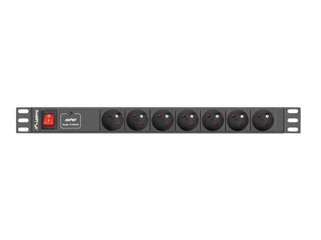 Listwa zasilająca Lanberg do Rack PDU-07E-0200-BK czarna widok z góry w poziomie