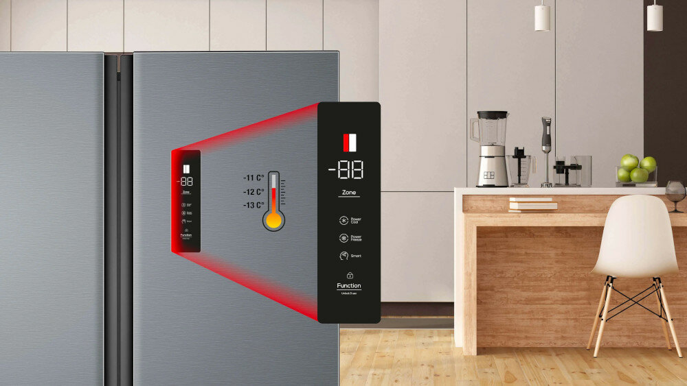  Lodówka TCL RP505SXF0 alarm temperatury zamrażarki wizualizacja 