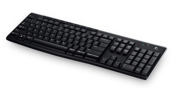 Klawiatura bezprzewodowa Logitech K270 920-003738 Czarna widok od góry pod kątem