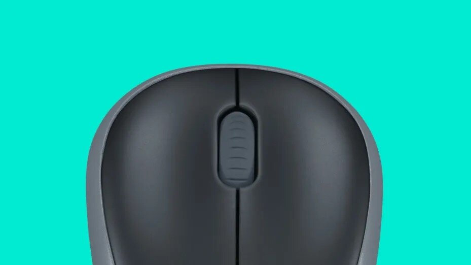 Mysz bezprzewodowa Logitech M185 910-002239 Niebieska widok na przednią część myszy od góry