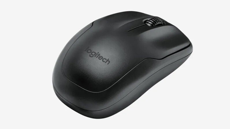 Zestaw klawiatura i mysz Logitech MK220 widok na mysz pod skosem