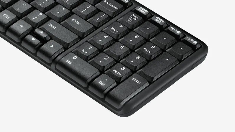 Zestaw klawiatura i mysz Logitech MK220 widok na bok klawiatury