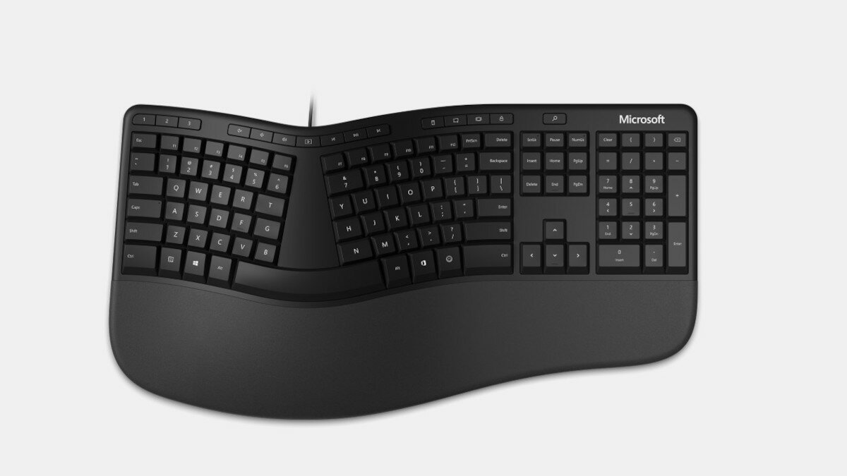 Klawiatura Microsoft Ergonomic LXN-00013 przewodowa frontem