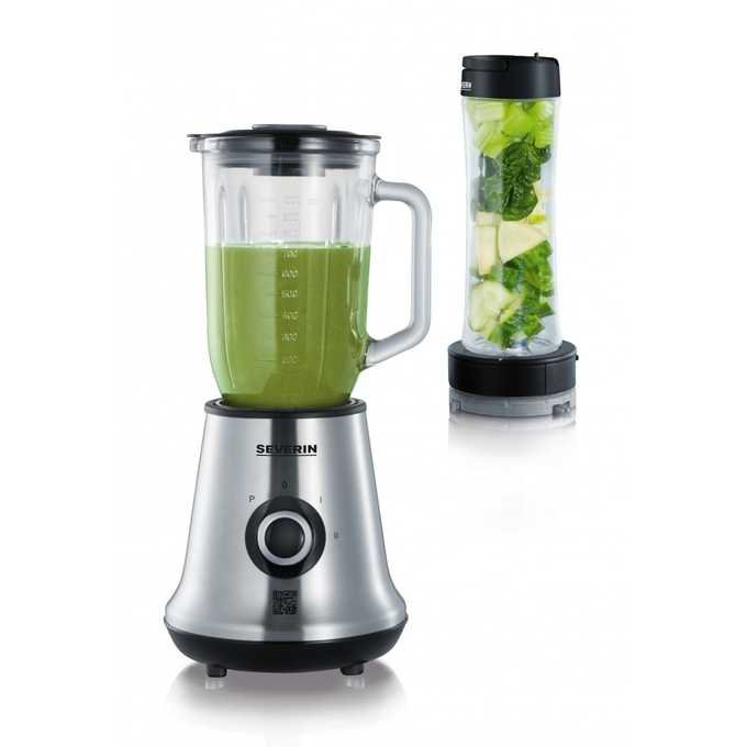 Blender kielichowy Mix and Go SEVERIN SM 3737 500W Czarno-srebrny widok od przodu