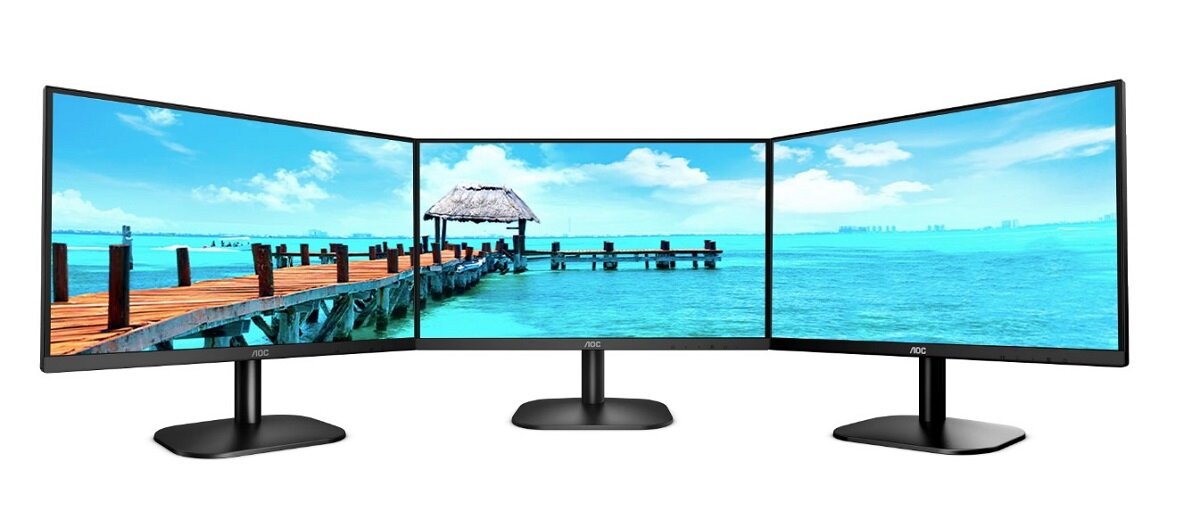 Monitor AOC 24B2XDA 23.8 Full HD trzy monitory obok siebie