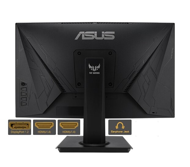 Monitor ASUS TUF Gaming VG24VQE czarny widok na dostępne z tyłu monitora porty