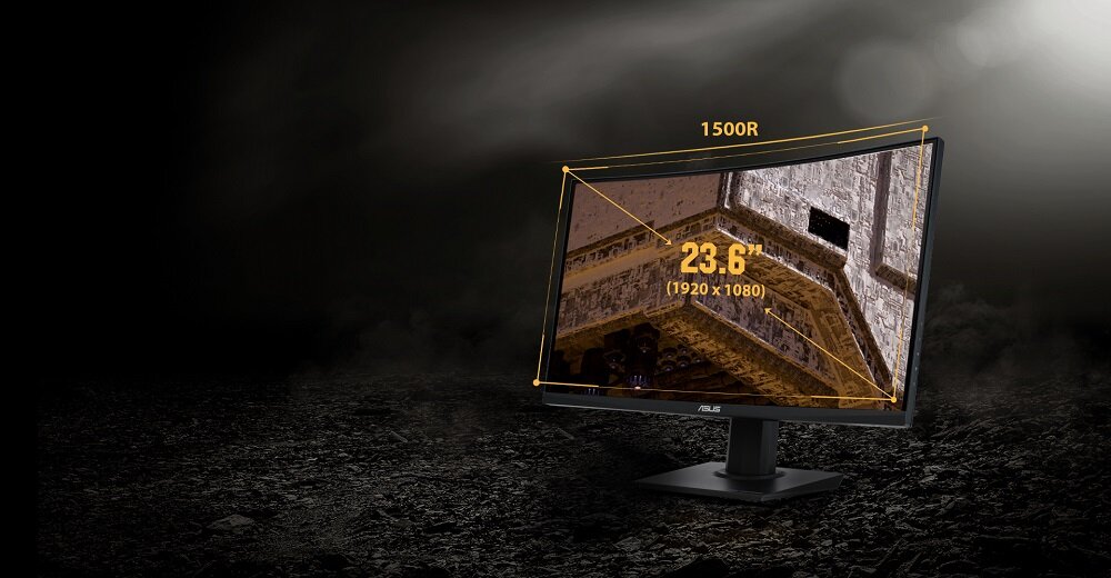 Monitor ASUS TUF Gaming VG24VQE widok na przód od prawej strony