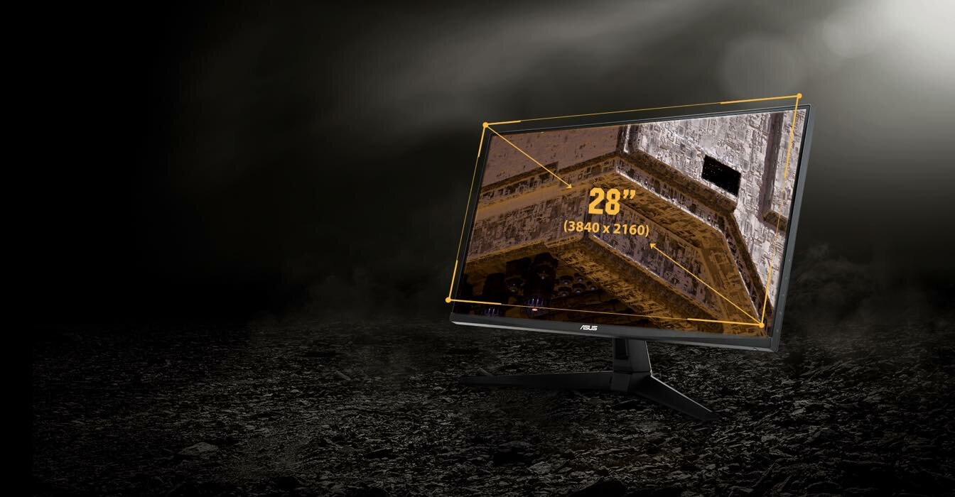 Monitor ASUS TUF Gaming VG289Q1A 28 4K 2xHDMI DP głośniki czarny przedstawione wymiary monitora