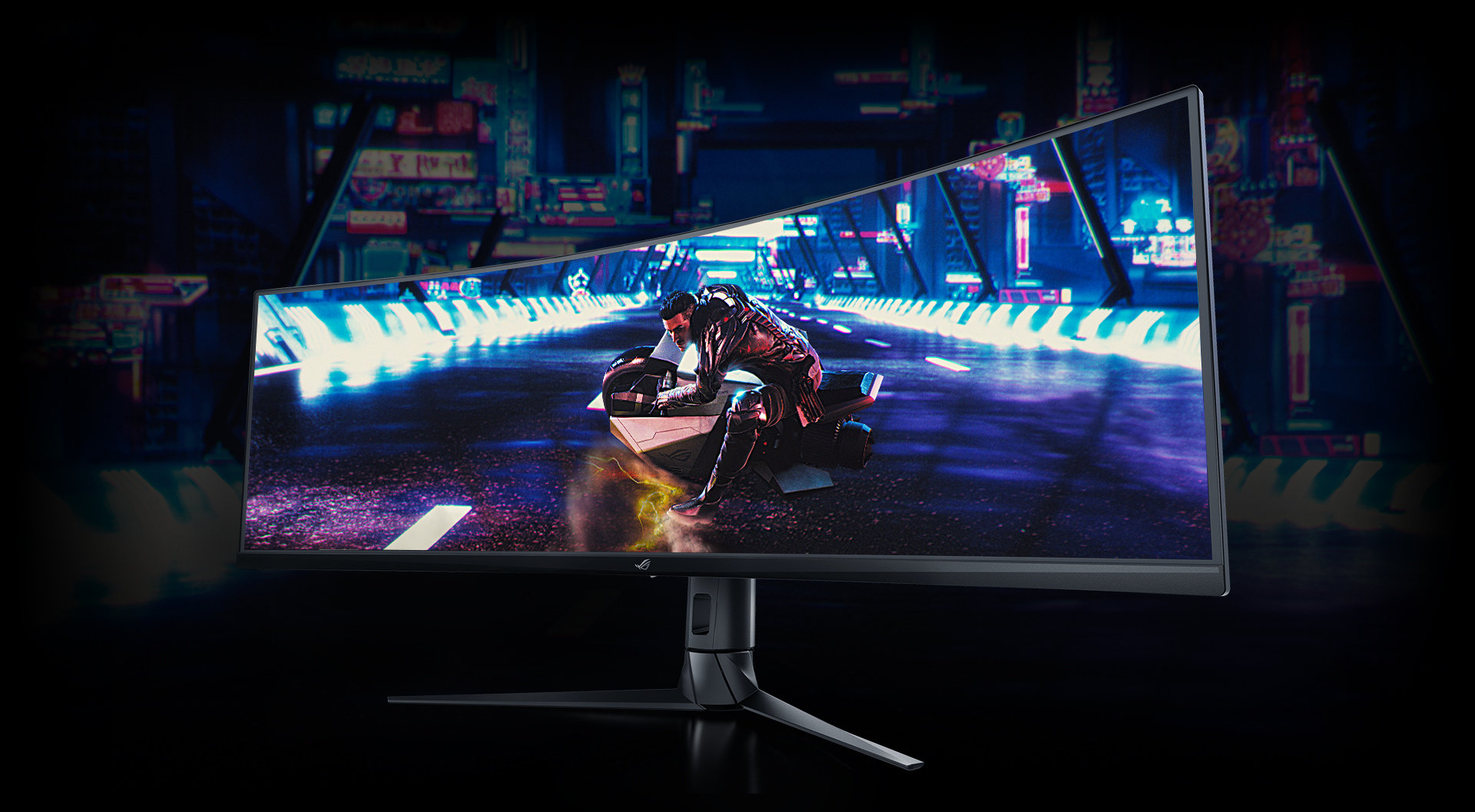 Monitor ASUS ROG STRIX XG49VQ Curved 49 Czarny widok na ekran z prawej strony