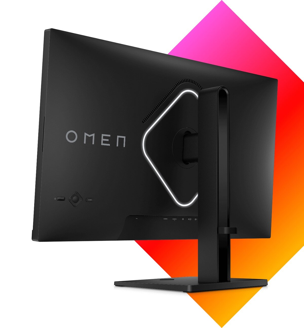 Monitor HP OMEN 27k 27 4K widok monitora od tyłu pod skosem