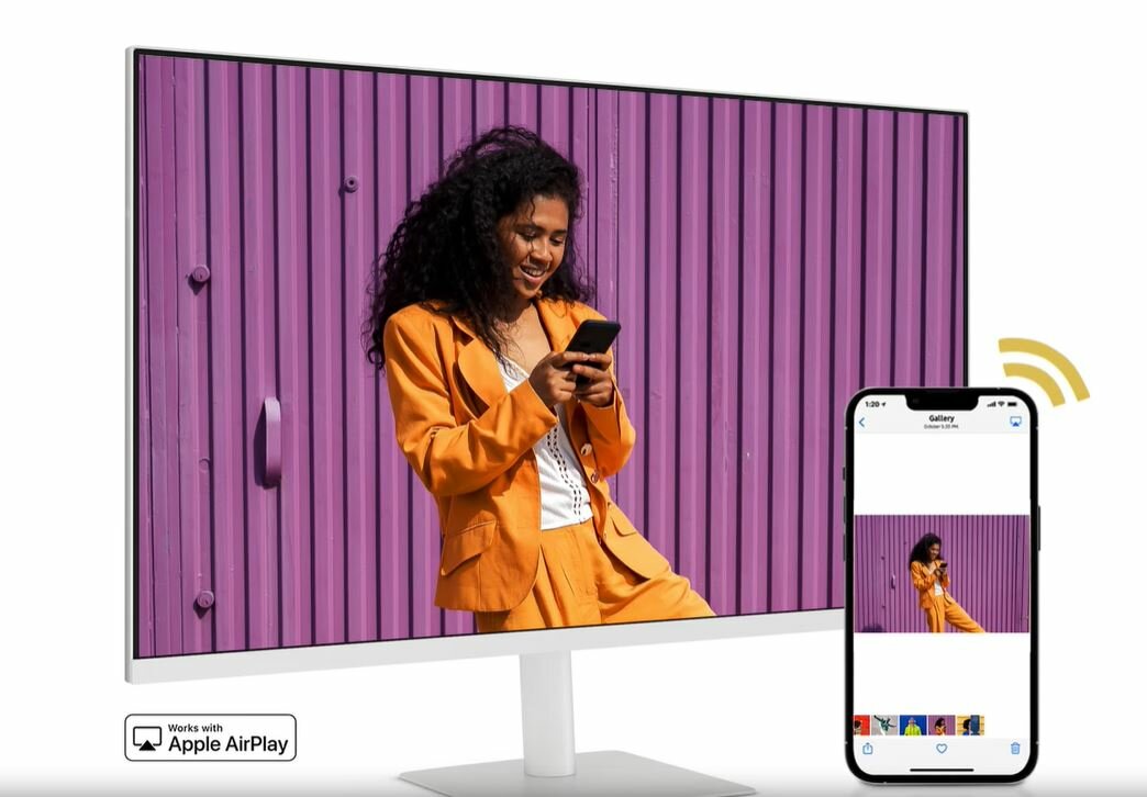 Monitor Samsung M7 27' 60Hz grafika przedstawiająca podłączenie smartfona do monitora