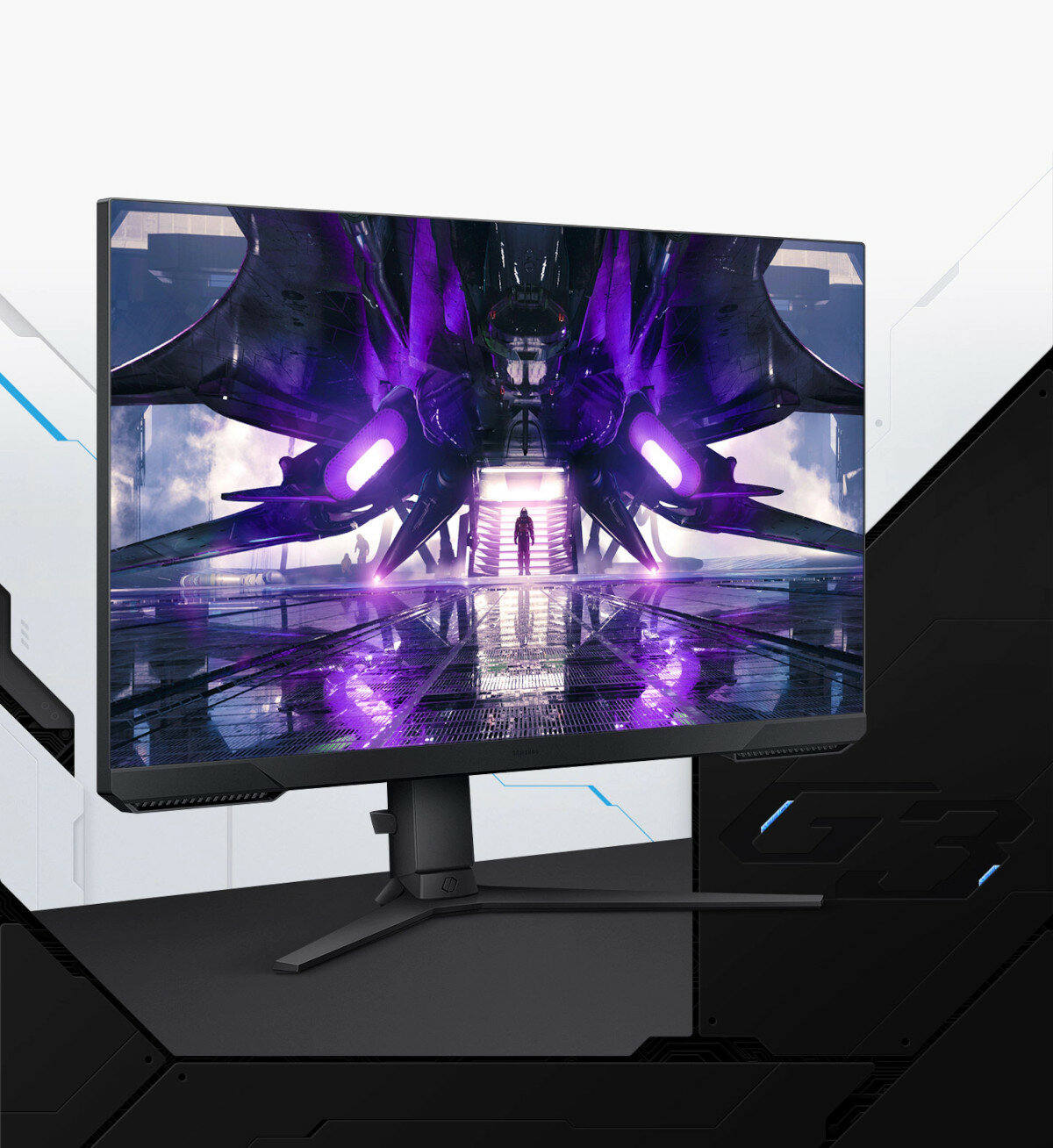 Monitor Samsung Odyssey G3 165Hz 32 statek kosmiczny wyświetlony na monitorze