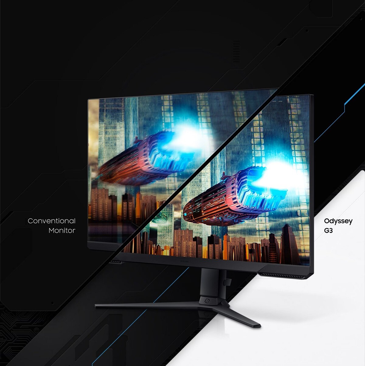 Monitor Samsung Odyssey G3A LS24AG300 24 144Hz prezentacja czasu reakcji 1 ms