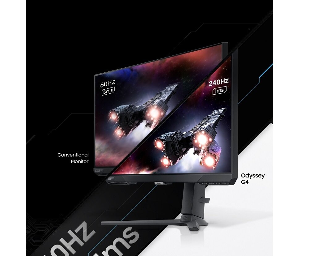 Monitor Samsung Odyssey G4 27' 240Hz G-Syncwidok na monitor pod skosem w lewo