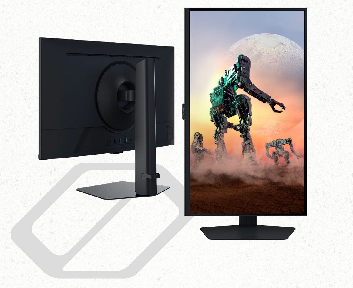 Monitor Samsung Odyssey G5 27 180Hz przedstawiona funkcja obrotu monitora