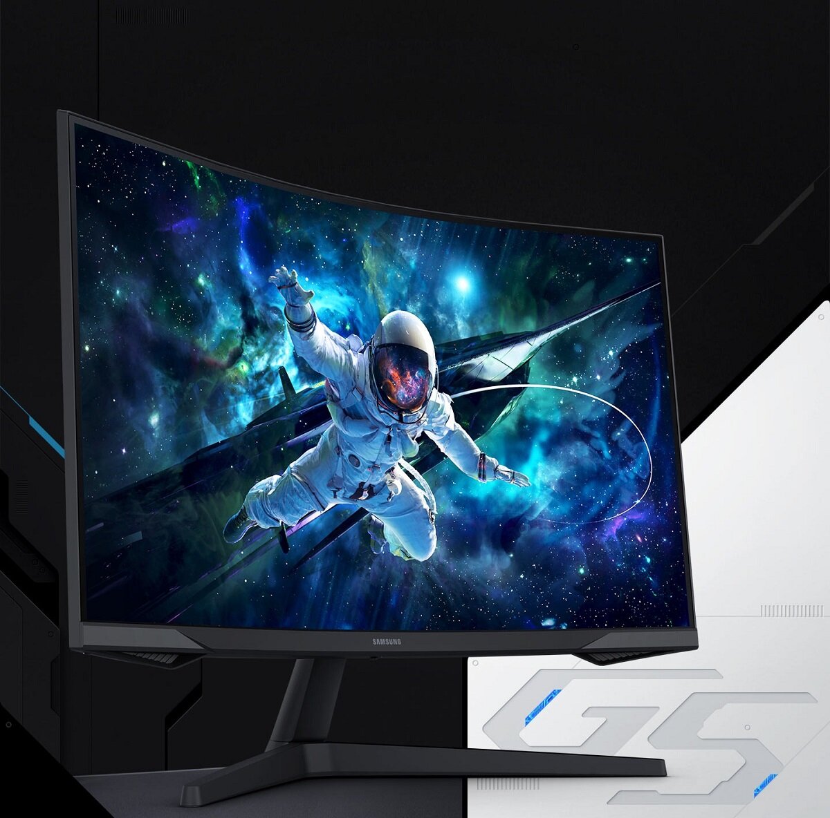 Monitor Samsung Odyssey G5 32 165Hz zakrzywiony z wyświetlonym astronautą