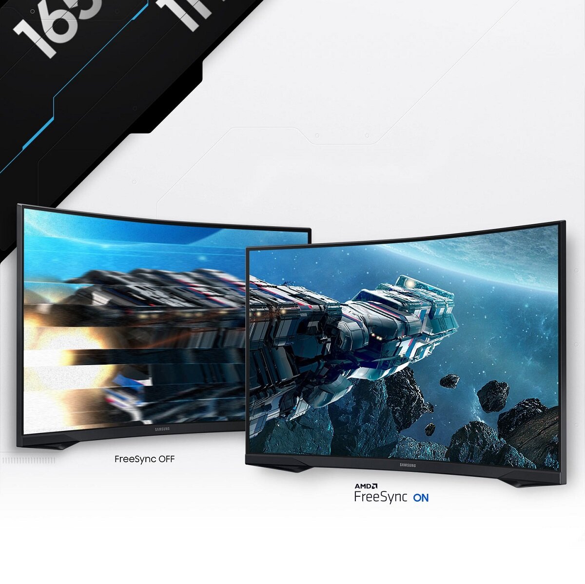 Monitor Samsung Odyssey G5 32 165Hz zakrzywiony przedstawione działanie funkcji FreeSync