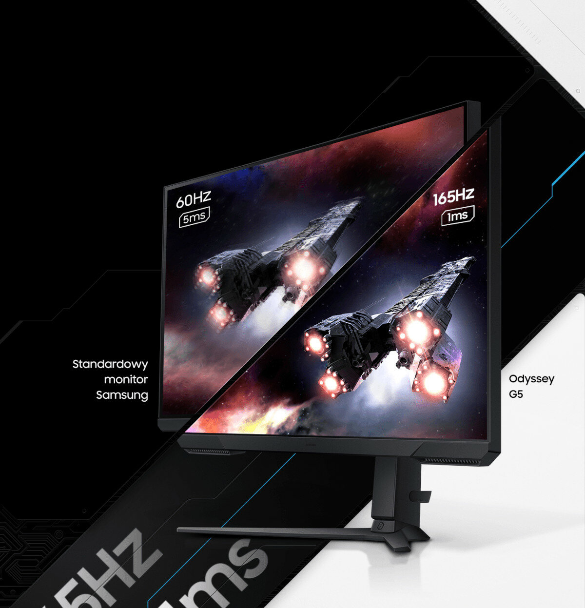 Monitor Samsung Odyssey G5 G51C grafika przedstawiająca częstotliwość odświeżania