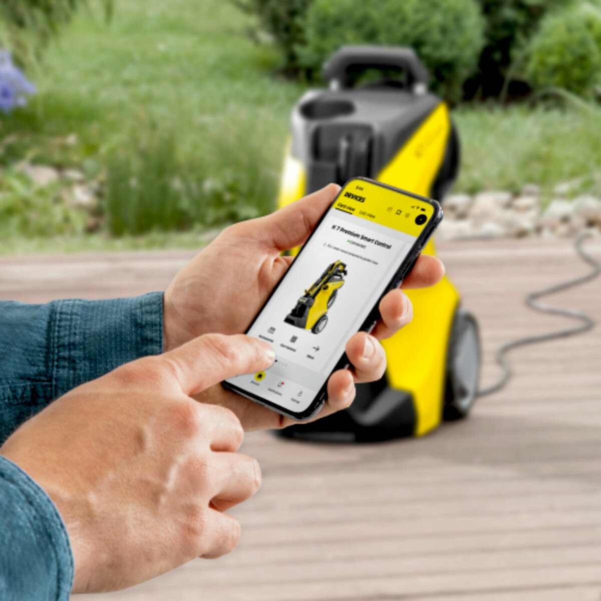 Myjka ciśnieniowa Karcher K 3 Power Control z lancami widok na aplikacje mobilną karcher home & garden