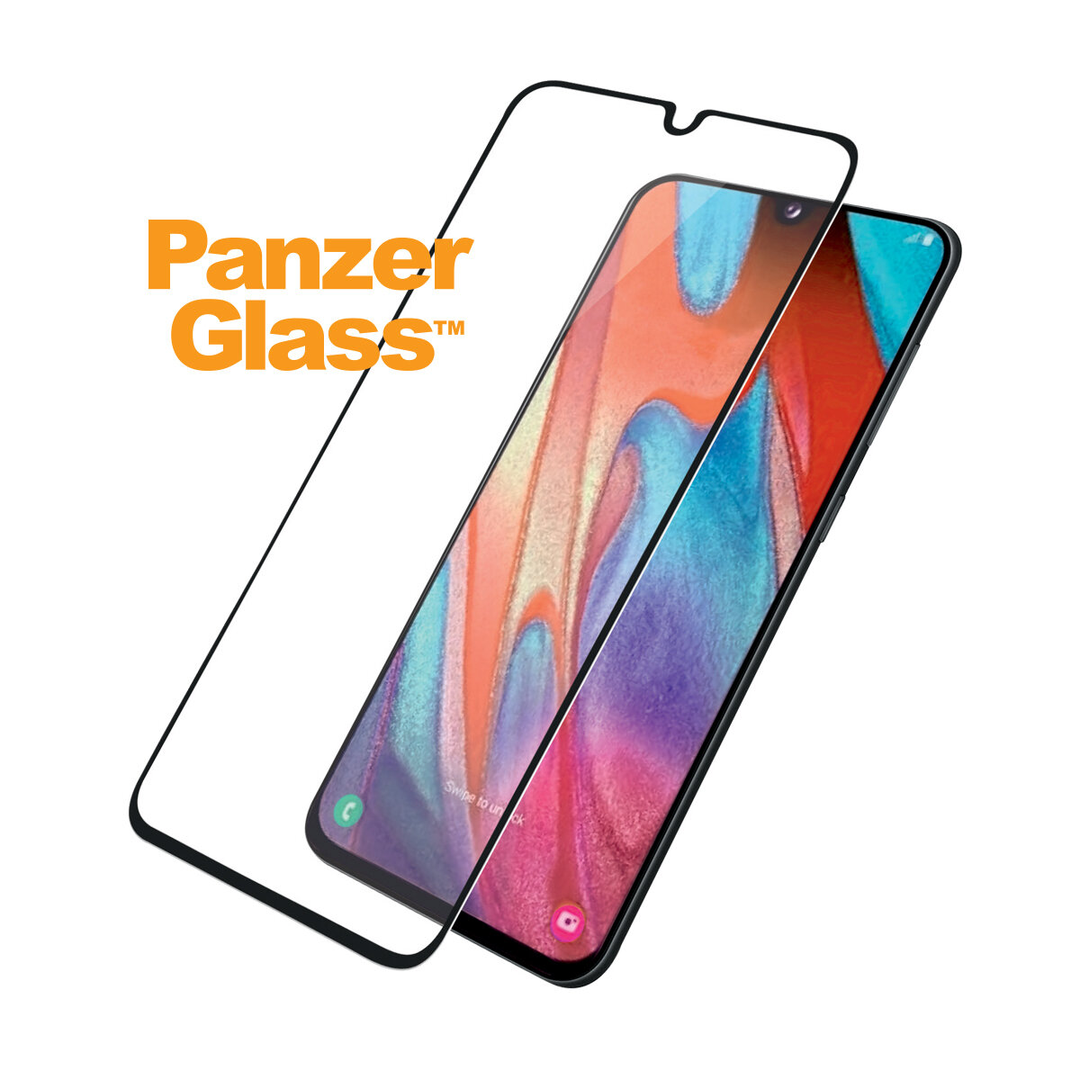 Szkło hartowane PanzerGlass E2E Regular Samsung A41 A415 Case Friendly szkło i telefon pod kątem od prawej strony