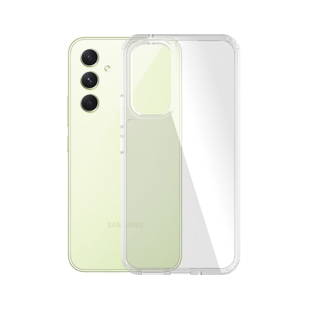 Etui PanzerGlass HardCase do Galaxy A54 przezroczyste widok od frontu na smartfon w etui