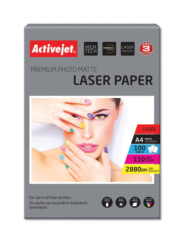 Papier fotograficzny Activejet AP4-110M100L 100 arkuszy opakowanie widoczne frontem