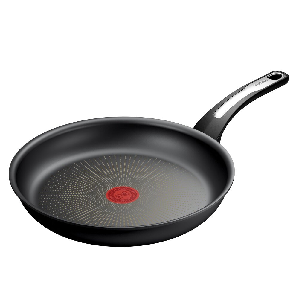 Patelnia Tefal Expertise G2840653 grafika przedstawia patelnię pod skosem