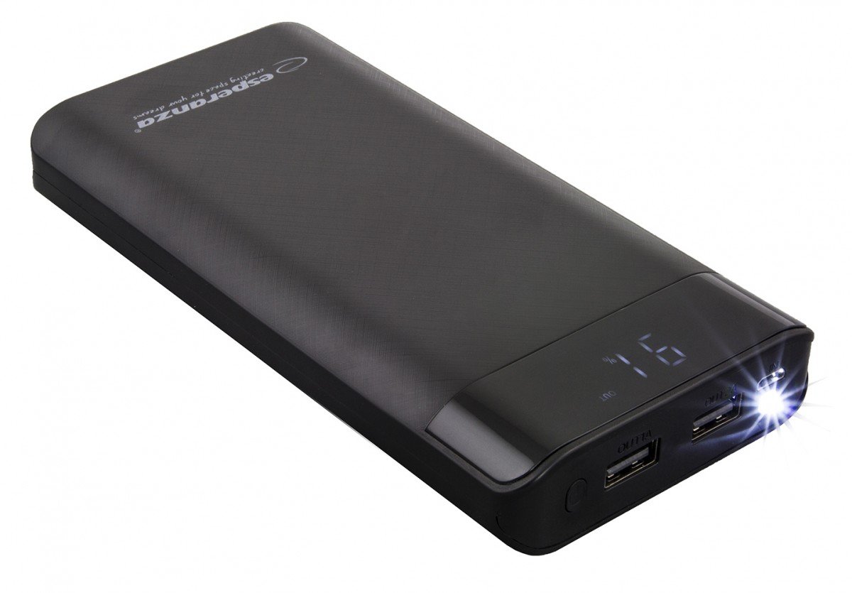 POWER BANK 17400MAH ESPERANZA PHOTON EMP120K front czarny