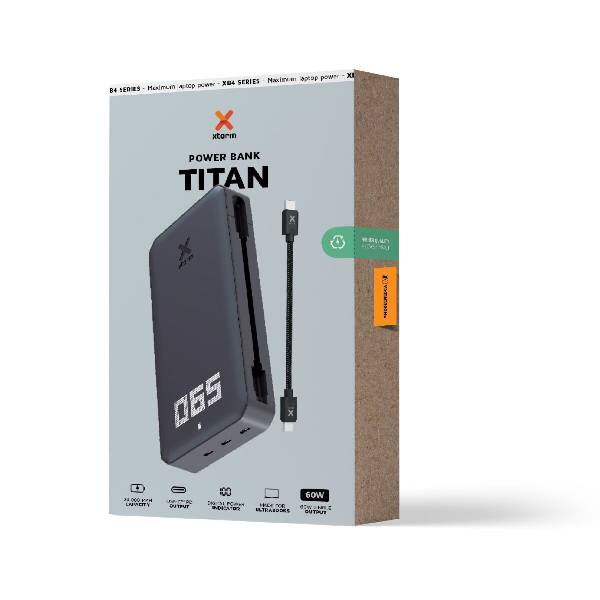 Powerbank Xtorm Titan XB401 24.000mAh w pudełku pod kątem