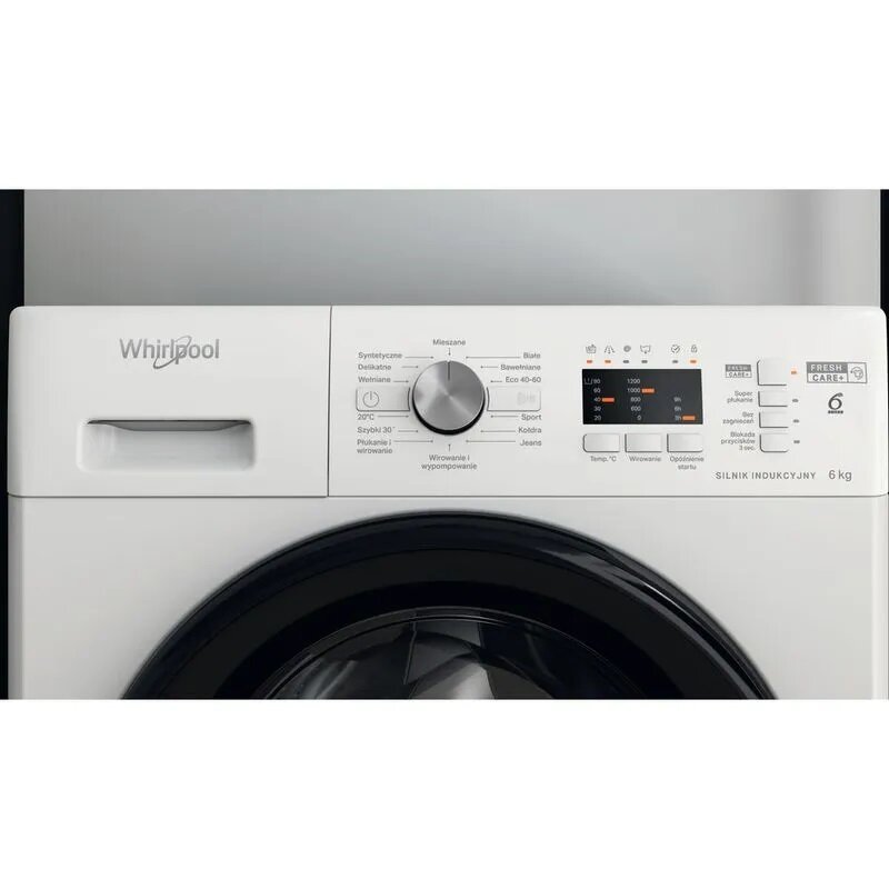 Pralka Whirlpool FFL6038BPL zbliżenie na panel sterowania od frontu