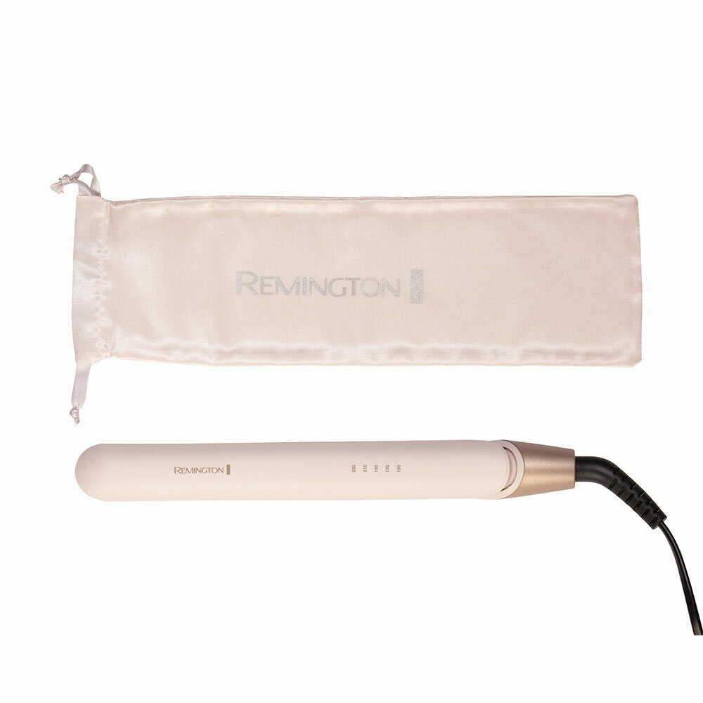 Prostownica Remington Shea Soft Straightener S4740 50W widok od góry na prostownicę i pokrowiec