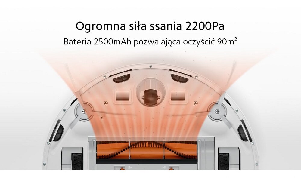 Robot sprzątający Xiaomi Mi Robot Vacuum Mop Essential 27103 moc ssania i pojemność baterii