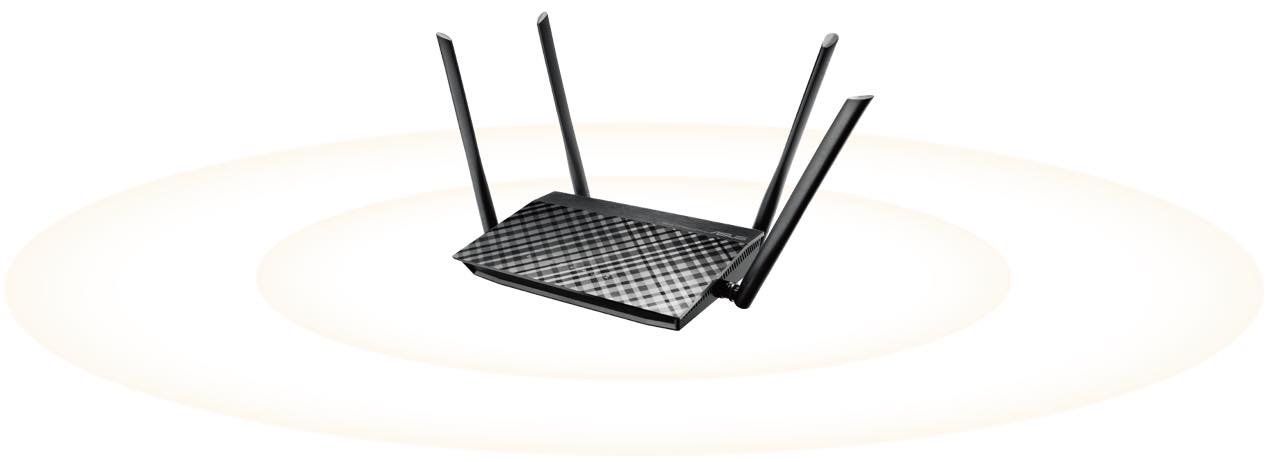 Router bezprzewodowy ASUS RT-AC58U Wi-Fi AC1300 4xLAN/1xWAN Czarny widok od góry pod kątem