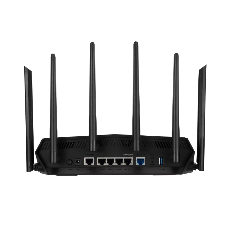 Router Asus TUF-AX6000 Wi-Fi 6 widok złącz na tylnej części routera